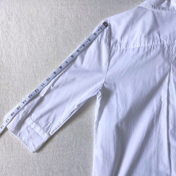 Chico’s Lace-Up Sleeve Shirt Woman’s 1 Small or 8 White 3/4 Length Sleeves - Picture 4 of 15